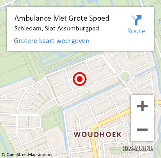 Locatie op kaart van de 112 melding: Ambulance Met Grote Spoed Naar Schiedam, Slot Assumburgpad op 1 december 2022 07:22