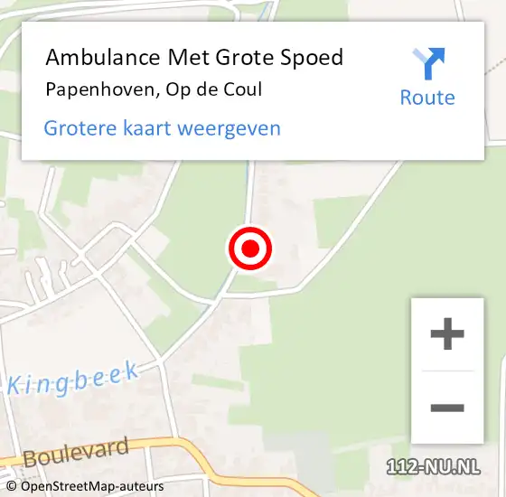 Locatie op kaart van de 112 melding: Ambulance Met Grote Spoed Naar Papenhoven, Op de Coul op 6 augustus 2014 20:27