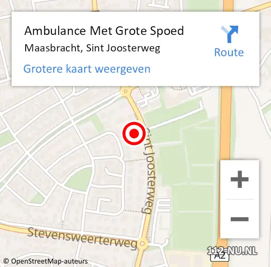 Locatie op kaart van de 112 melding: Ambulance Met Grote Spoed Naar Maasbracht, Sint Joosterweg op 1 december 2022 09:14