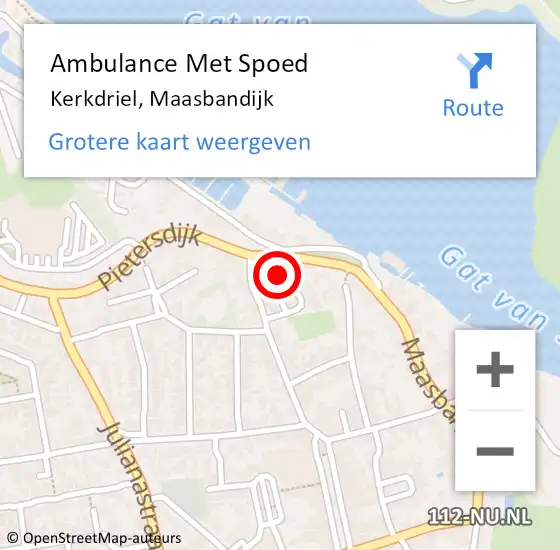 Locatie op kaart van de 112 melding: Ambulance Met Spoed Naar Kerkdriel, Maasbandijk op 1 december 2022 09:42