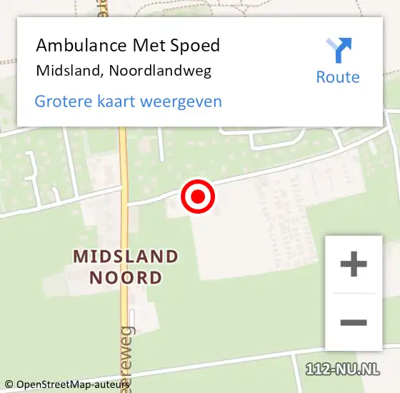 Locatie op kaart van de 112 melding: Ambulance Met Spoed Naar Midsland, Noordlandweg op 6 augustus 2014 20:58