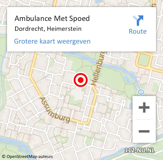 Locatie op kaart van de 112 melding: Ambulance Met Spoed Naar Dordrecht, Heimerstein op 1 december 2022 11:37