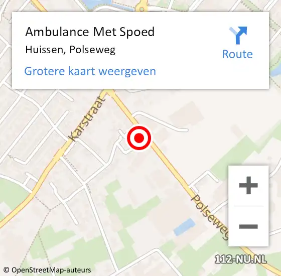 Locatie op kaart van de 112 melding: Ambulance Met Spoed Naar Huissen, Polseweg op 1 december 2022 11:50