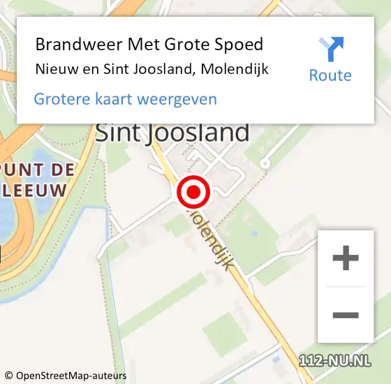Locatie op kaart van de 112 melding: Brandweer Met Grote Spoed Naar Nieuw en Sint Joosland, Molendijk op 1 december 2022 13:36