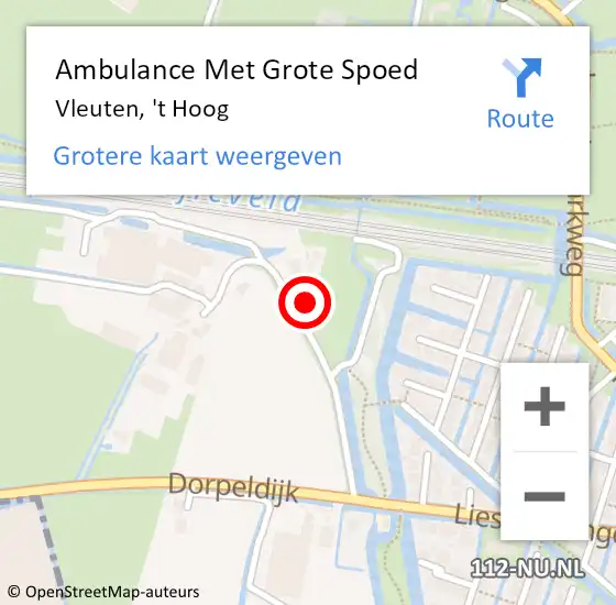 Locatie op kaart van de 112 melding: Ambulance Met Grote Spoed Naar Vleuten, 't Hoog op 6 augustus 2014 21:31