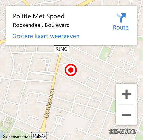 Locatie op kaart van de 112 melding: Politie Met Spoed Naar Roosendaal, Boulevard op 1 december 2022 15:31
