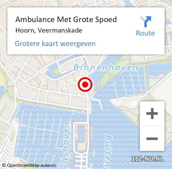 Locatie op kaart van de 112 melding: Ambulance Met Grote Spoed Naar Hoorn, Veermanskade op 1 december 2022 15:59