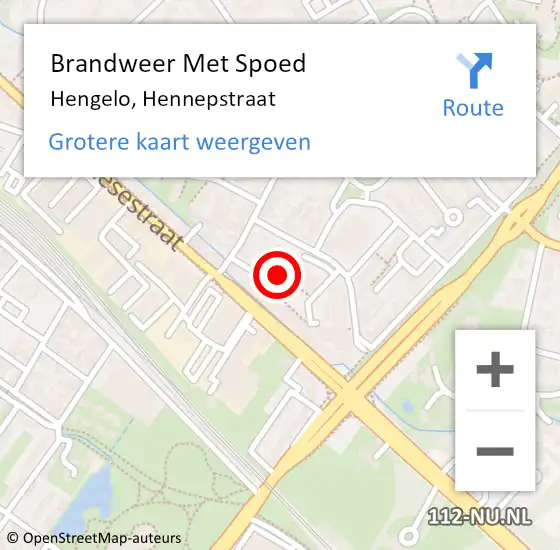 Locatie op kaart van de 112 melding: Brandweer Met Spoed Naar Hengelo, Hennepstraat op 1 december 2022 17:16
