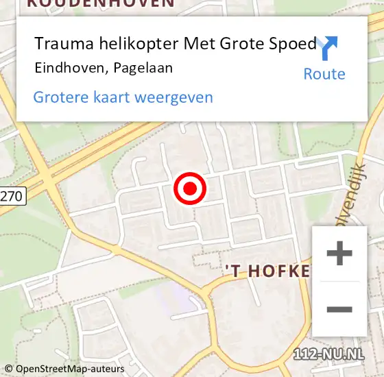 Locatie op kaart van de 112 melding: Trauma helikopter Met Grote Spoed Naar Eindhoven, Pagelaan op 1 december 2022 18:45