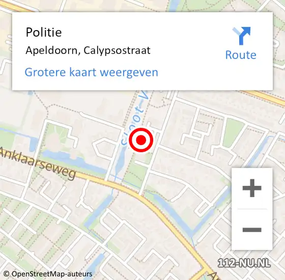 Locatie op kaart van de 112 melding: Politie Apeldoorn, Calypsostraat op 1 december 2022 18:53