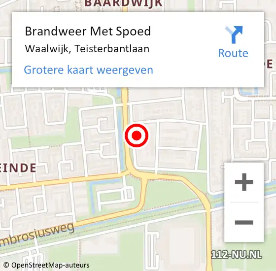 Locatie op kaart van de 112 melding: Brandweer Met Spoed Naar Waalwijk, Teisterbantlaan op 1 december 2022 19:24