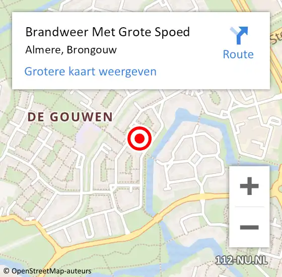 Locatie op kaart van de 112 melding: Brandweer Met Grote Spoed Naar Almere, Brongouw op 1 december 2022 19:54