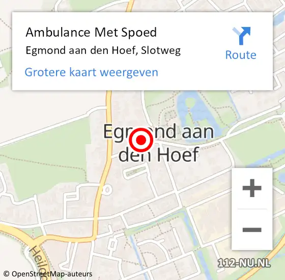 Locatie op kaart van de 112 melding: Ambulance Met Spoed Naar Egmond aan den Hoef, Slotweg op 1 december 2022 20:43