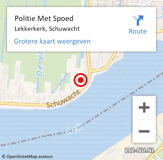 Locatie op kaart van de 112 melding: Politie Met Spoed Naar Lekkerkerk, Schuwacht op 1 december 2022 23:21