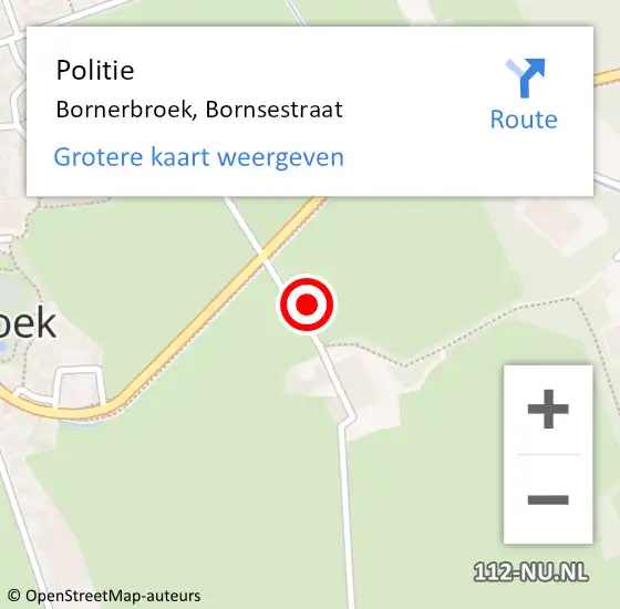 Locatie op kaart van de 112 melding: Politie Bornerbroek, Bornsestraat op 2 december 2022 00:19