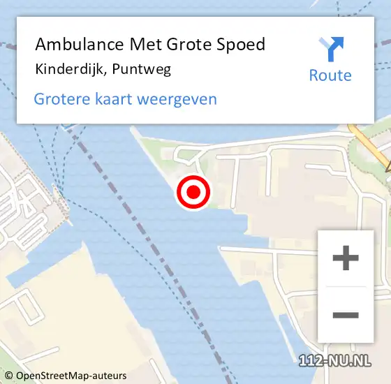 Locatie op kaart van de 112 melding: Ambulance Met Grote Spoed Naar Kinderdijk, Puntweg op 2 december 2022 00:38