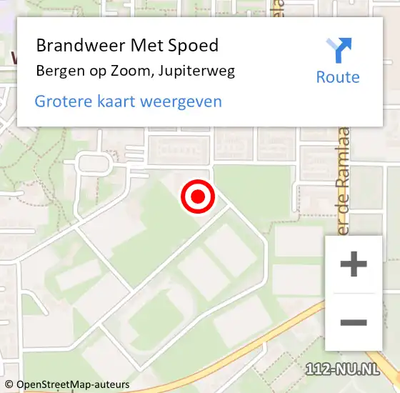 Locatie op kaart van de 112 melding: Brandweer Met Spoed Naar Bergen op Zoom, Jupiterweg op 2 december 2022 06:47