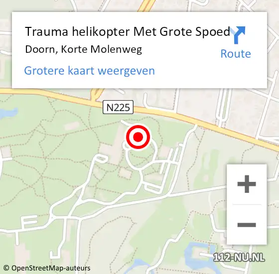 Locatie op kaart van de 112 melding: Trauma helikopter Met Grote Spoed Naar Doorn, Korte Molenweg op 2 december 2022 08:32