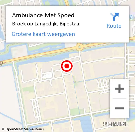 Locatie op kaart van de 112 melding: Ambulance Met Spoed Naar Broek op Langedijk, Bijlestaal op 2 december 2022 12:44