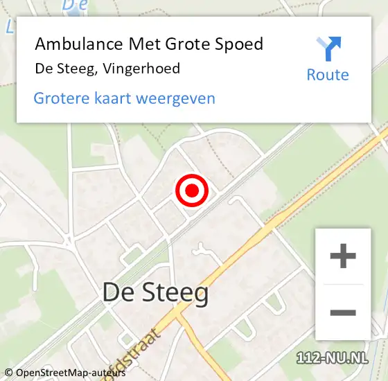 Locatie op kaart van de 112 melding: Ambulance Met Grote Spoed Naar De Steeg, Vingerhoed op 2 december 2022 14:44