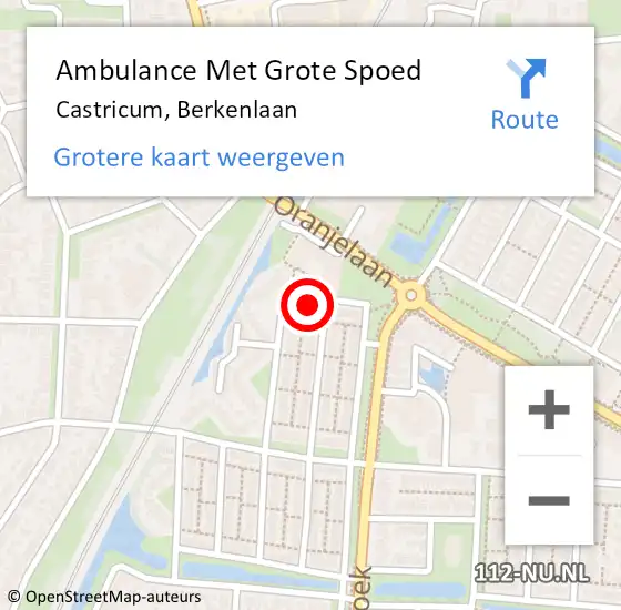 Locatie op kaart van de 112 melding: Ambulance Met Grote Spoed Naar Castricum, Berkenlaan op 2 december 2022 15:16