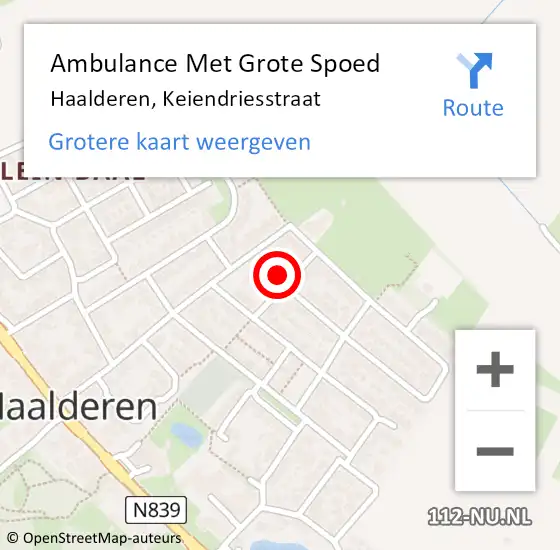 Locatie op kaart van de 112 melding: Ambulance Met Grote Spoed Naar Haalderen, Keiendriesstraat op 2 december 2022 15:22