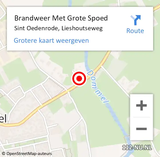 Locatie op kaart van de 112 melding: Brandweer Met Grote Spoed Naar Sint Oedenrode, Lieshoutseweg op 2 december 2022 16:29