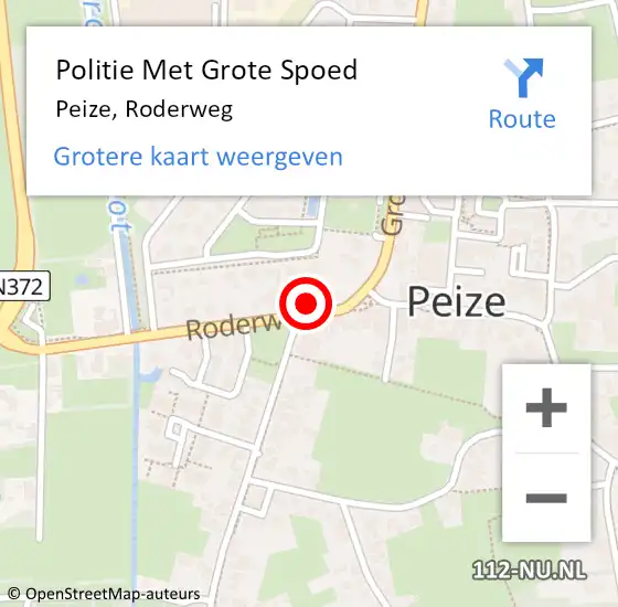 Locatie op kaart van de 112 melding: Politie Met Grote Spoed Naar Peize, Roderweg op 2 december 2022 17:45