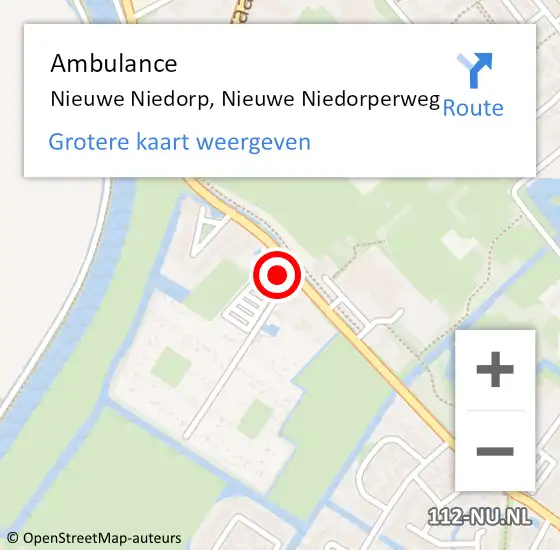 Locatie op kaart van de 112 melding: Ambulance Nieuwe Niedorp, Nieuwe Niedorperweg op 2 december 2022 18:48