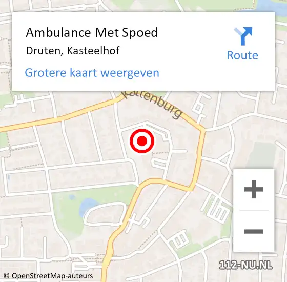 Locatie op kaart van de 112 melding: Ambulance Met Spoed Naar Druten, Kasteelhof op 2 december 2022 20:27