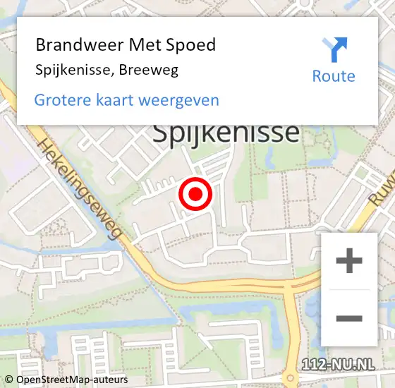 Locatie op kaart van de 112 melding: Brandweer Met Spoed Naar Spijkenisse, Breeweg op 3 december 2022 00:24
