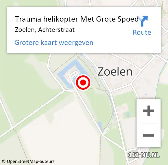 Locatie op kaart van de 112 melding: Trauma helikopter Met Grote Spoed Naar Zoelen, Achterstraat op 3 december 2022 00:52