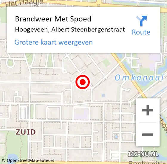 Locatie op kaart van de 112 melding: Brandweer Met Spoed Naar Hoogeveen, Albert Steenbergenstraat op 3 december 2022 01:45
