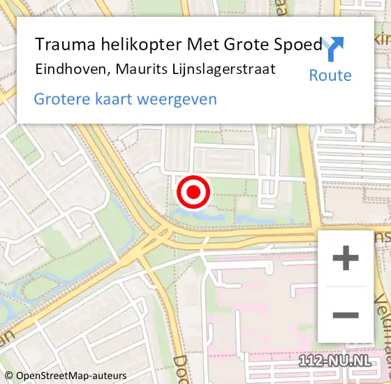 Locatie op kaart van de 112 melding: Trauma helikopter Met Grote Spoed Naar Eindhoven, Maurits Lijnslagerstraat op 3 december 2022 03:02