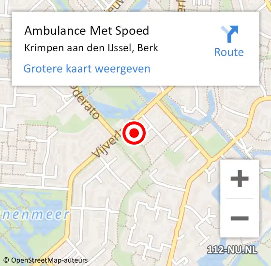 Locatie op kaart van de 112 melding: Ambulance Met Spoed Naar Krimpen aan den IJssel, Berk op 3 december 2022 05:19