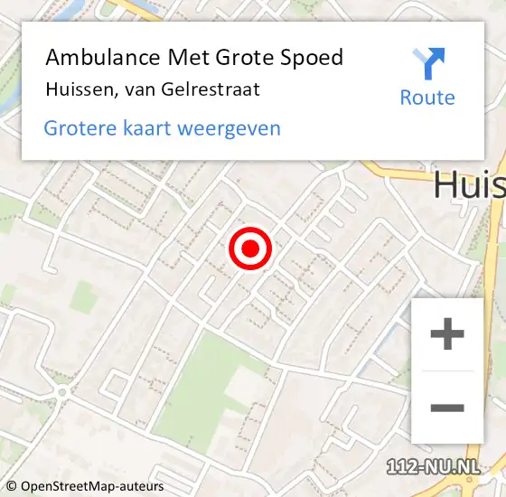 Locatie op kaart van de 112 melding: Ambulance Met Grote Spoed Naar Huissen, van Gelrestraat op 3 december 2022 10:04