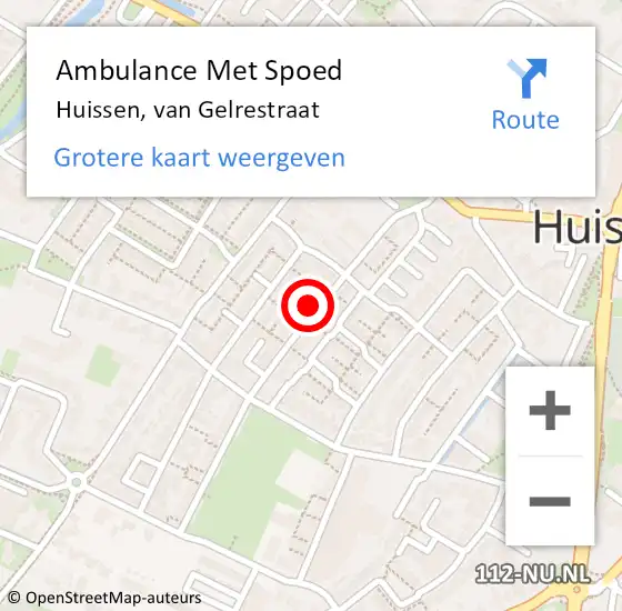 Locatie op kaart van de 112 melding: Ambulance Met Spoed Naar Huissen, van Gelrestraat op 3 december 2022 10:20
