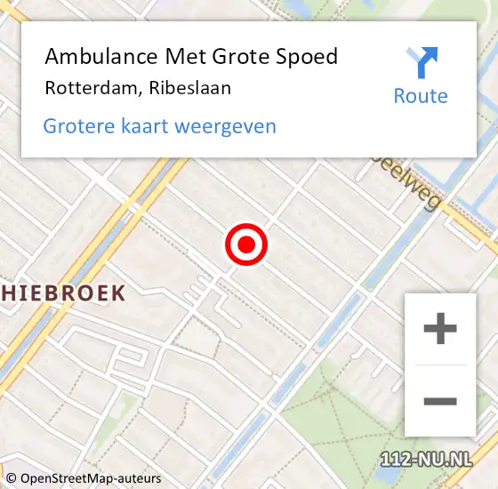 Locatie op kaart van de 112 melding: Ambulance Met Grote Spoed Naar Rotterdam, Ribeslaan op 3 december 2022 10:53