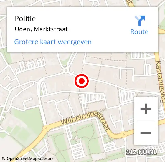 Locatie op kaart van de 112 melding: Politie Uden, Marktstraat op 3 december 2022 12:00
