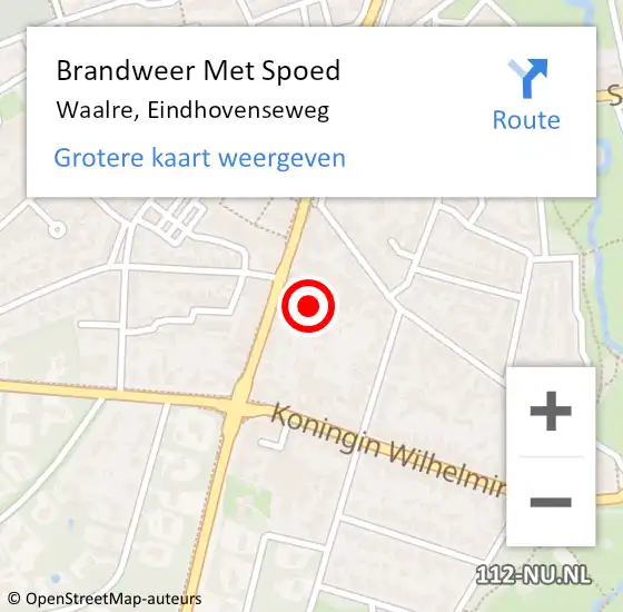 Locatie op kaart van de 112 melding: Brandweer Met Spoed Naar Waalre, Eindhovenseweg op 3 december 2022 13:04
