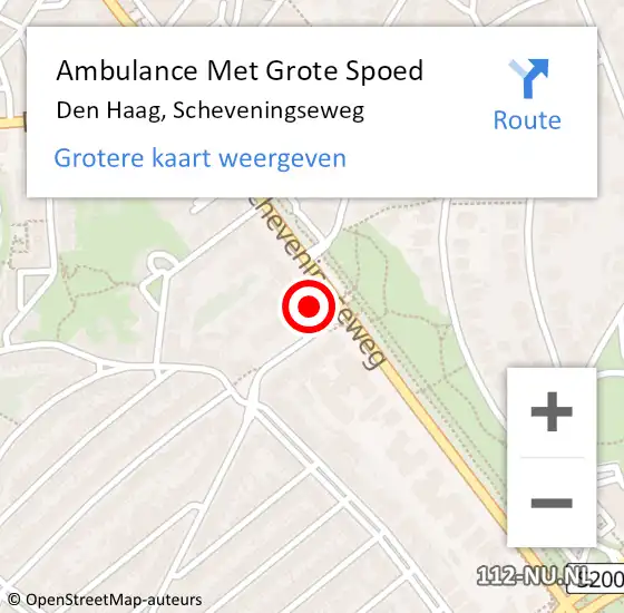 Locatie op kaart van de 112 melding: Ambulance Met Grote Spoed Naar Bosch en Duin, Scheveningseweg op 3 december 2022 14:32