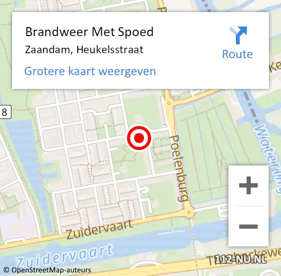 Locatie op kaart van de 112 melding: Brandweer Met Spoed Naar Zaandam, Heukelsstraat op 3 december 2022 14:57