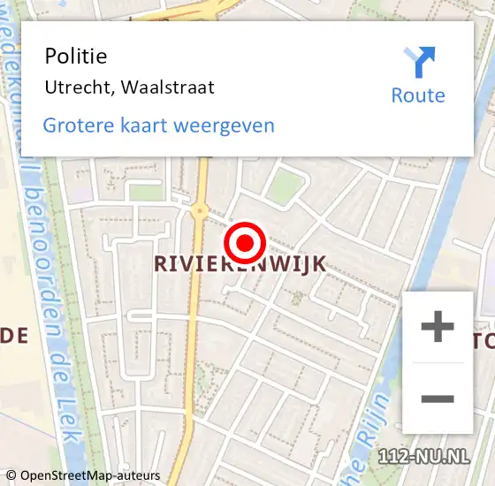 Locatie op kaart van de 112 melding: Politie Utrecht, Waalstraat op 3 december 2022 17:35