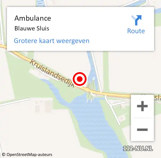 Locatie op kaart van de 112 melding: Ambulance Blauwe Sluis op 7 augustus 2014 08:03