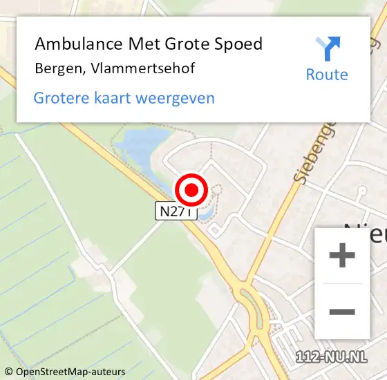 Locatie op kaart van de 112 melding: Ambulance Met Grote Spoed Naar Bergen, Vlammertsehof op 3 december 2022 20:18