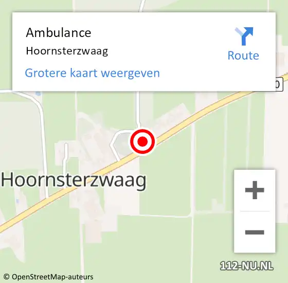 Locatie op kaart van de 112 melding: Ambulance Hoornsterzwaag op 3 december 2022 22:45