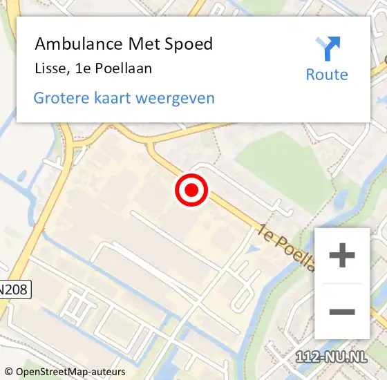 Locatie op kaart van de 112 melding: Ambulance Met Spoed Naar Lisse, 1e Poellaan op 4 december 2022 00:23
