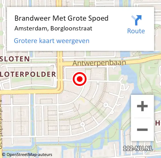 Locatie op kaart van de 112 melding: Brandweer Met Grote Spoed Naar Amsterdam, Borgloonstraat op 4 december 2022 02:03