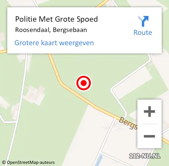 Locatie op kaart van de 112 melding: Politie Met Grote Spoed Naar Roosendaal, Bergsebaan op 4 december 2022 05:16