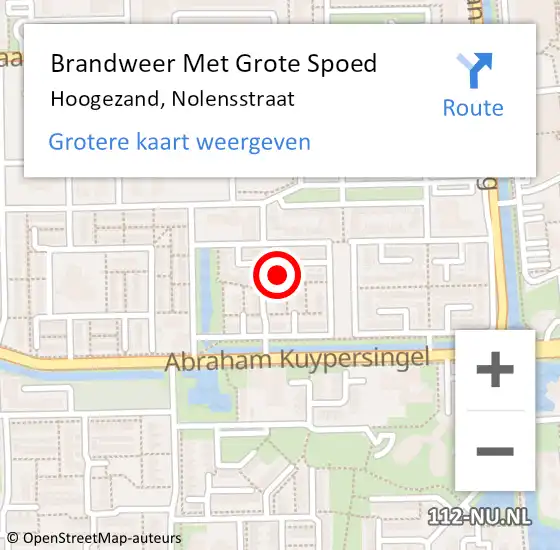 Locatie op kaart van de 112 melding: Brandweer Met Grote Spoed Naar Hoogezand, Nolensstraat op 4 december 2022 05:53